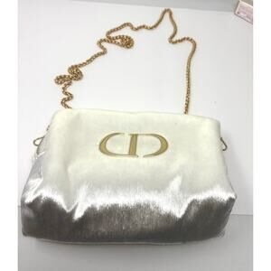 Christian Dior White Velvet Chain Bag CD Logo 2021 Holiday Edition